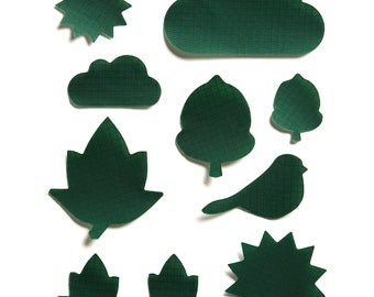 NATURE – BOTTLE GREEN Down Jacket Repair Patch Kit – 9 Self-Adhesive Waterproof Nylon Patches for Down Jackets, Tents & Sleeping Bags