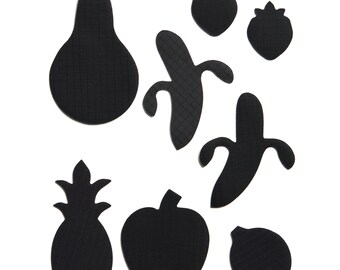 Patchs de fruits en noir - Patchs de réparation autocollants pour doudounes