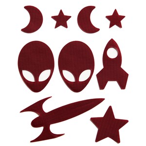 SPACE - Burgundy Self-Adhesive Down Jacket Repair Patch Kit – 9 Waterproof Fix patches for Down Jackets, Sleeping Bags, Tents & Outdoor Gear