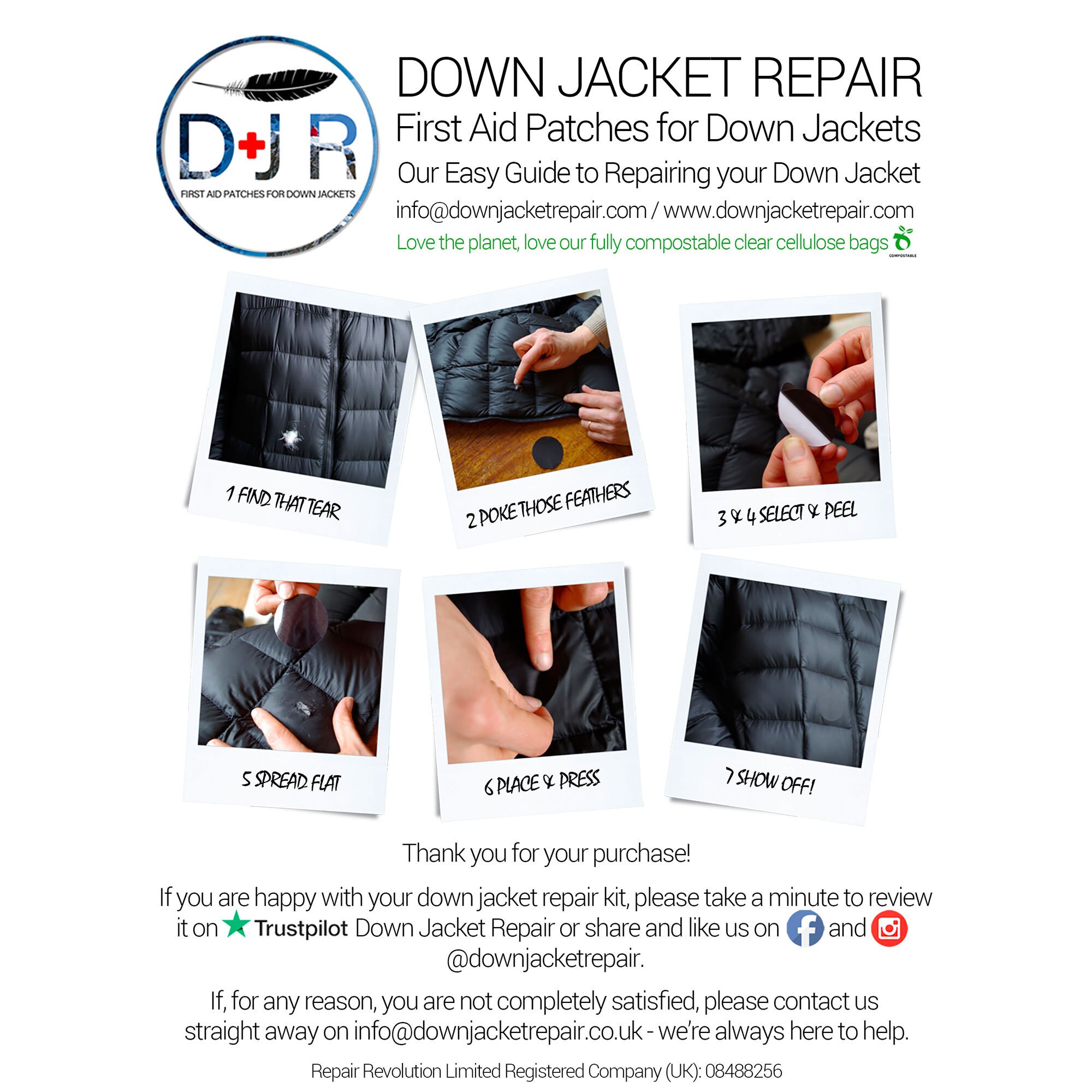 HEX Triple Down Jacket Repair Patches - Olive Green, Dark Gray & Dark Blue Self-Adhesive Set