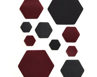 Duo HEX - Couleur au choix - Kits de deux couleurs - Patchs de réparation auto-adhésifs pour veste en duvet hexagonale