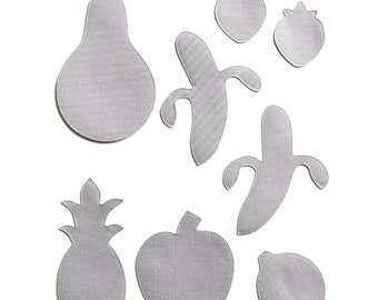 Fruit Patches in Metallic Silver- Self-Adhesive Repair Patches for Down Jackets