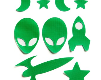 Space Patches - Mid Green - Self-Adhesive Repair Patches for Down Jackets