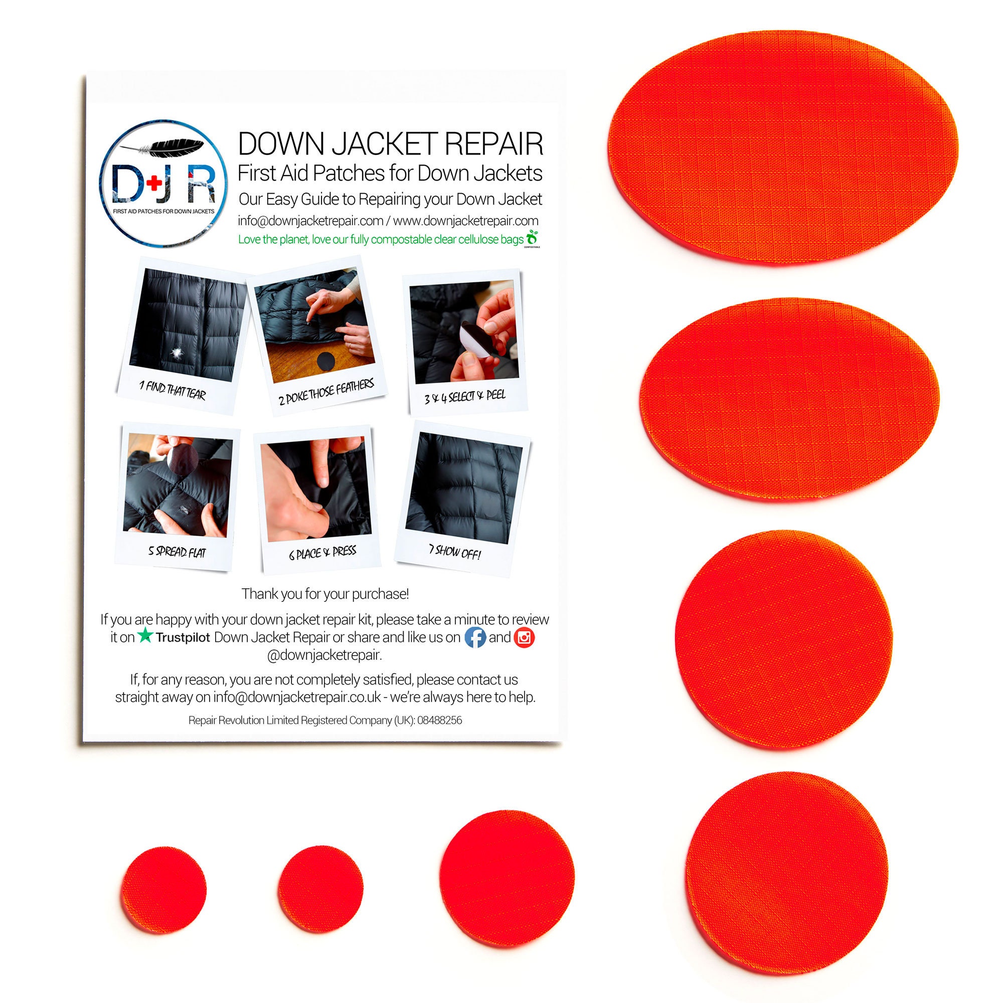 Self-adhesive Down Jacket Repair Patches Fluro Orange for Down Jackets or  Sleeping Bags First Aid for Down Jackets 
