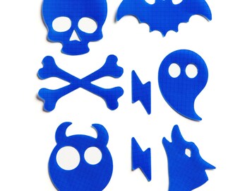 SPOOKY - ROYAL BLUE Daunenjacke Reparatur Flicken Set - 9 selbstklebende wasserdichte Nylon Patches für Daunenjacken, Zelte & Schlafsäcke