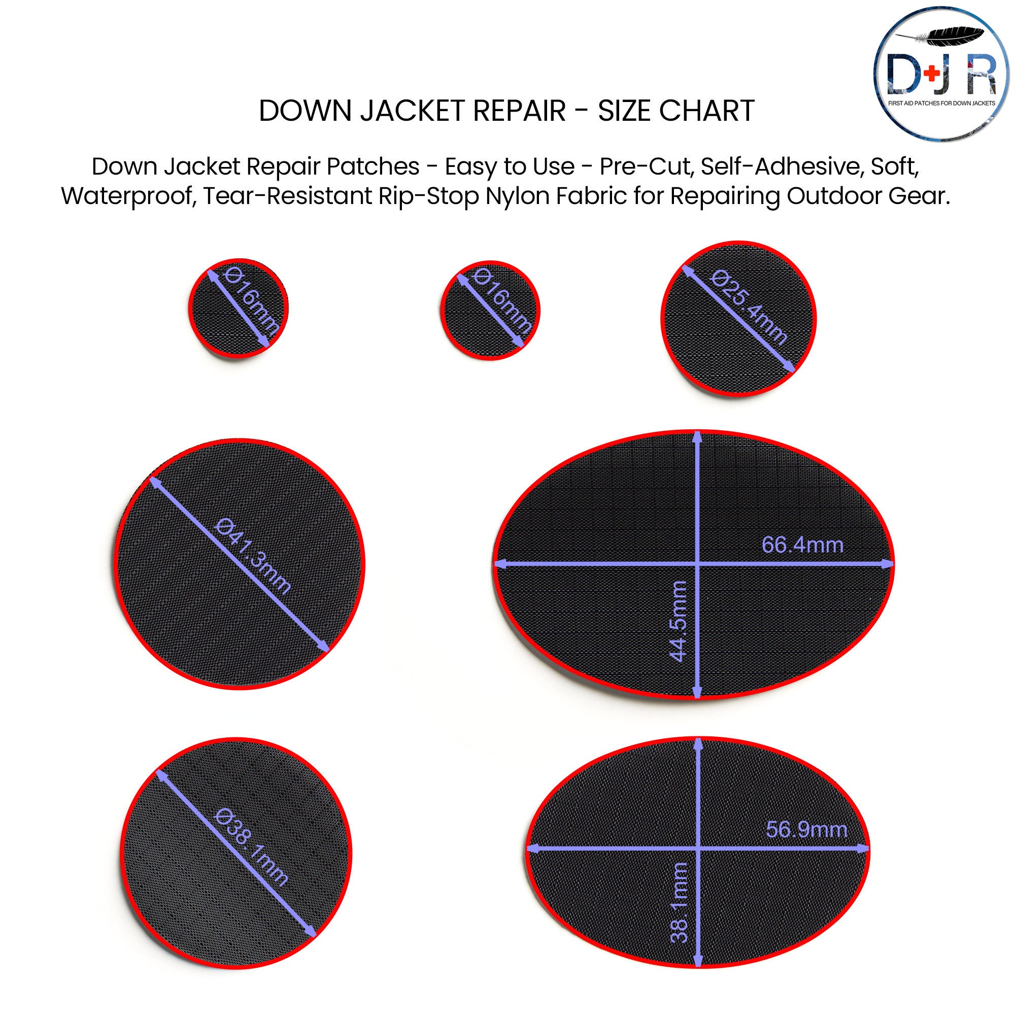 Down Jacket Repair - Self-Adhesive Repair Patches for Down Jackets &  Sleeping Bags - 25 Colours