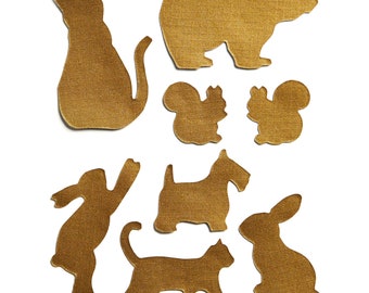 Animal Patches - Metallic Gold - Self-Adhesive Repair Patches for Down Jackets