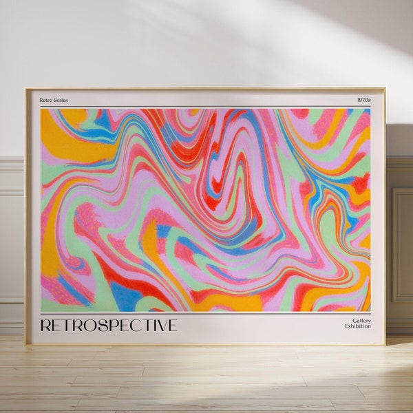 Trendy holographic wall art, Funky horizontal wall art, Retro abstract colorful gradient poster, Vintage euphoria print, Euphoria Print