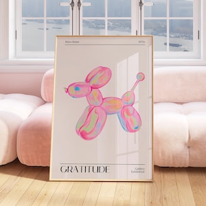 Balloon dog art, Trendy holographic wall art, Retro abstract colorful gradient poster, Aesthetic print, Vintage euphoria print, Pastel Print