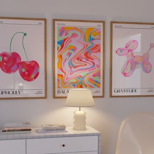 Retro wall art set of 3 prints, Trendy holographic set, Retro abstract colorful gradient poster, Aesthetic print, Vintage euphoria print