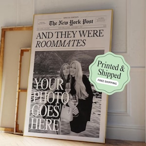 Custom Newspaper Print,  Personalized Newsprint Poster, New York News Wall Art, College Dorm Printable, Best friend gift, Bestie Birthday