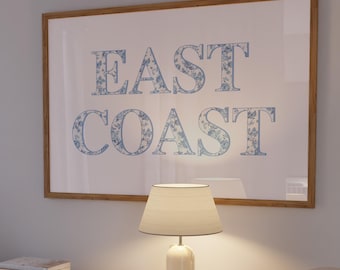 East coast wall art, Coastal granddaughter print, beachy wall art, Seaside Dorm Room, Trendy blue coastal print, coastal cowgirl print