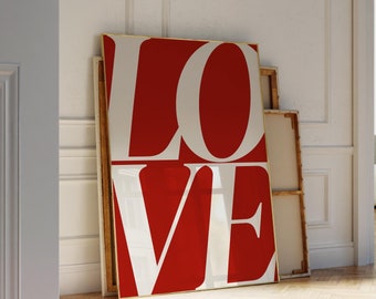 Love Poster-70s Wall Print-Preppy Poster-Trendy Wall Print-Retro Print-Love Art-Maximalist Poster-Trendy Typography Wall Art-Trippy Wall Art