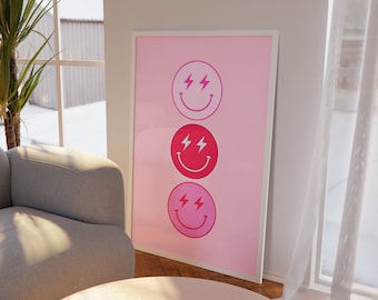 Tropfende Smiley Art Print (digital download), Drip Poster Wandkunst, Smiley Wandkunst, Digitaldruck, Preppy Wandkunst, Preppy style