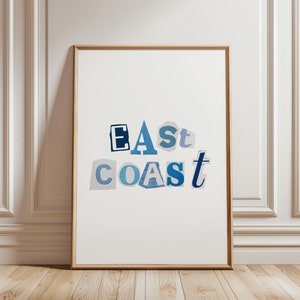 East coast vintage wall art, Coastal granddaughter print, beachy wall art, Seaside Dorm Room, Vintage blue print, coastal cowgirl print