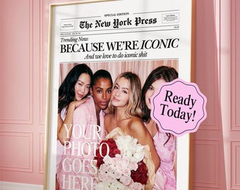 Stampa di giornale personalizzata, perché è iconica, stampa artistica da parete alla moda con cornice "Friends", stampa personalizzata con "Friends", regalo personalizzato, regalo per i migliori amici