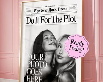 Stampa di giornale personalizzata, stampa alla moda, fallo per la trama, poster di ragazze sexy, notizie di New York, stampa di carrello bar per riviste, dormitorio retrò per ragazze