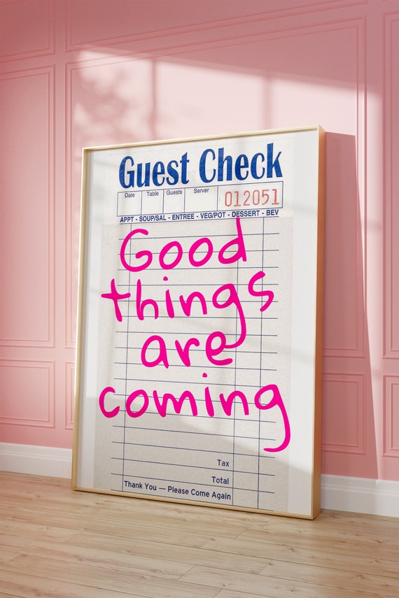 CUSTOM Guest Check Print, Bar Cart Decor, College Dorm Decor, Retro Poster,  Drink Bar Print, Trendy wall art, Preppy room decor