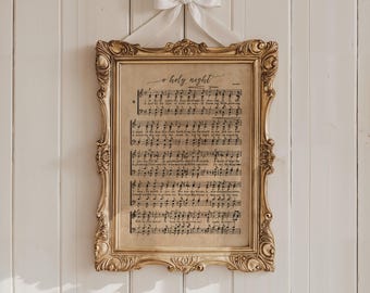 O Holy Night Print,Christmas Hymn, Vintage Christmas Carol, Christmas Printable, Christmas Farmhouse Decor,  Christmas Song Lyrics Print