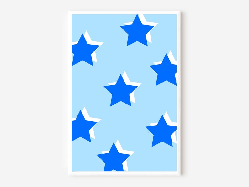 Blue Preppy Wall Art Pack of 4 digital Download Digital Etsy