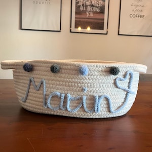 Aufbewahrungskorb Kinder MIT HERZ personalisiert, Namenskorb für Babyparty, Kinderzimmer oder als Geschenkkorb
