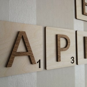 Azulejos Scrabble - Letras de madeira 3D - Decoração de parede personalizada - Arte de parede personalizada - Vários tamanhos