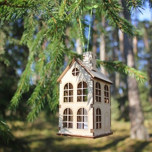 Christmas Wooden House - Mini house - Christmas decoration - Christmas Tea LED Light holder