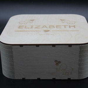 Personalized Natural Wood Gift Box - Christening / Baptism / First Communion Keepsake Box