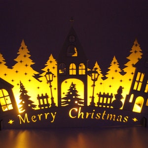 Christmas Village Scene - Christmas Decoration - Christmas LED Light Holders (lights optional)