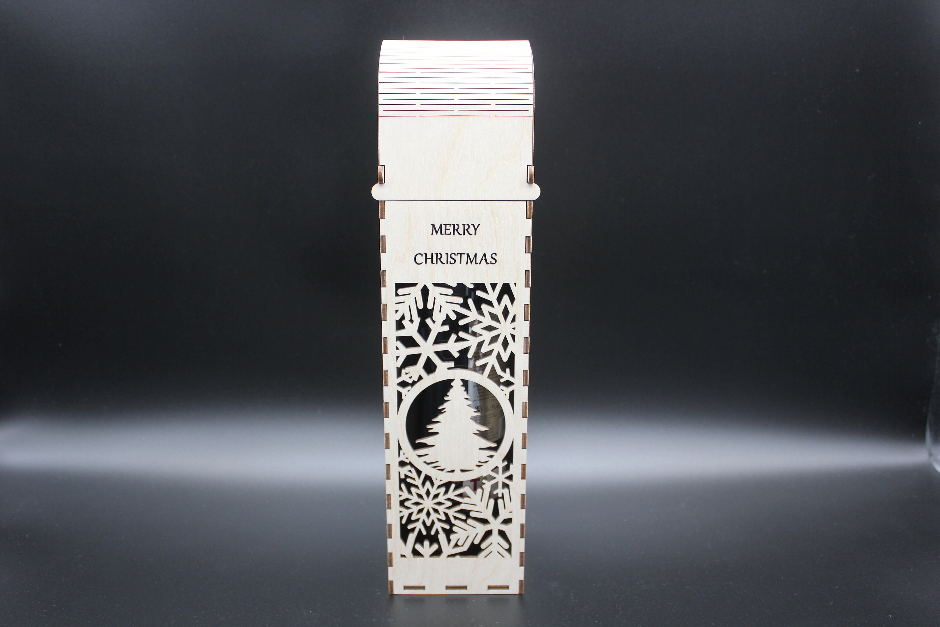 boîte à vin personnalisée faite la main - porte-bouteille en bois de noël