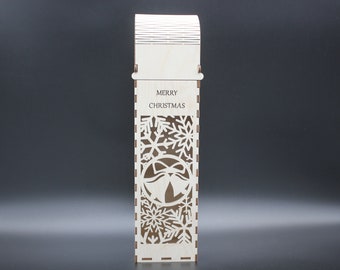 Personalized Handmade Wine Box - Christmas Wooden Bottle Holder
