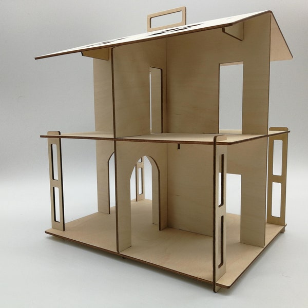 Wooden Dollhouse - 1:24 scale Plywood Dollhouse Kit - Small Dollhouse