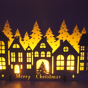 Christmas Town Scene - Christmas Decoration - Christmas LED Light Holders (lights optional)