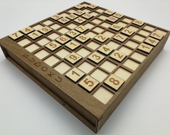 木製数独ゲーム - パーソナライズされた手作りボードゲーム