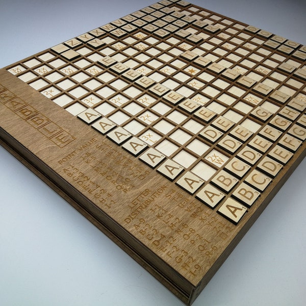 Jeu de société en bois personnalisé - Jeu de Scrabble en bois - Jeu de société fait à la main