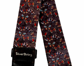 Silverstring Custom 2”  Butterfly Art Guitar Strap. The perfect strap for any guitar. Easy adjustment, fits all sizes.