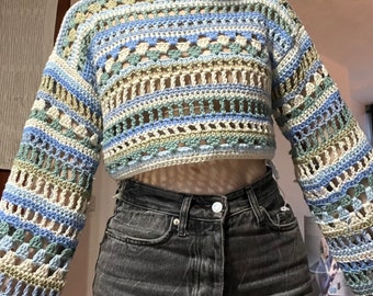 MOTIF CROCHET : pull en résille au crochet