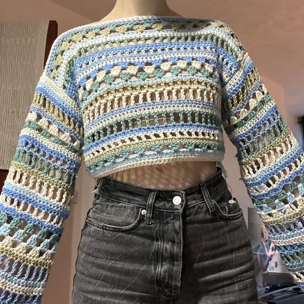 MOTIF CROCHET : pull en résille au crochet