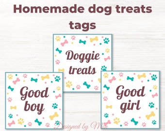 Printable tags for homemade dog treats - tags for puppy treats, gift tags for new puppy owner, puppy birthday tags