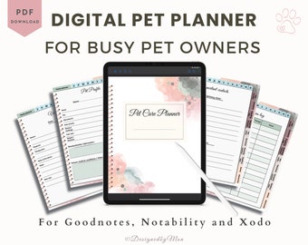 Digital Boho Pet Planner para Goodnotes - Planificador de perros, Registros de salud de perros, Planificador de mascotas, Organizador de mascotas, Diario de perros, Organizador de cuidado de perros