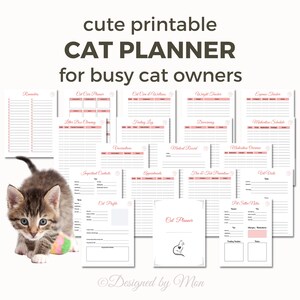 Pet planner for cat owners - printable cat planner | cat care planner | pet care planner | pet care printables