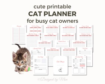 Planificador de mascotas para dueños de gatos: planificador de gatos imprimible / planificador de cuidados de gatos / planificador de cuidados de mascotas / imprimibles de cuidados de mascotas