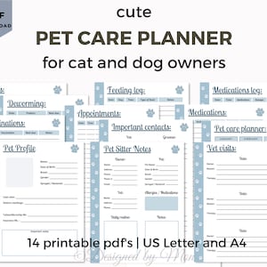Cute pet care planner for dog and cat owners