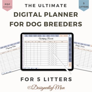 Ultimate Digital planner for dog breeders - dog breeder forms | dog breeder records | dog breeding | whelping records | litter records