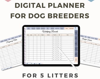 Ultimate Digital planner for dog breeders - dog breeder forms | dog breeder records | dog breeding | whelping records | litter records
