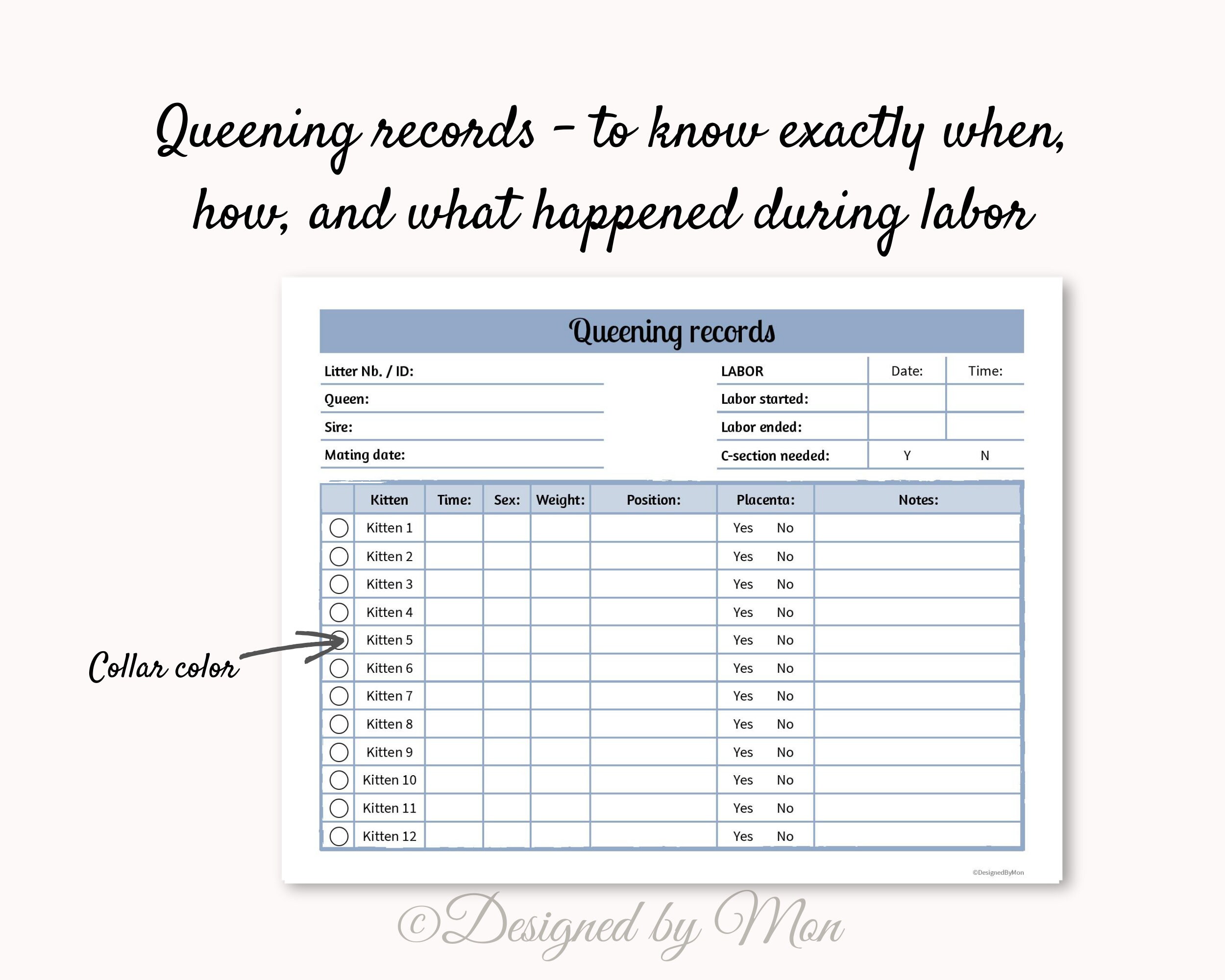 Essential Cat Breeding Charts Minibundle for Cat Breeders Cat Whelping