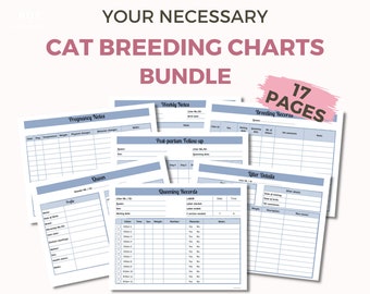 Paquete de gráficos de cría de gatos para criadores de gatos: formularios para criadores de gatos, registros de partos, registros de camadas, gráficos de peso de gatitos, registros de criadores de gatos