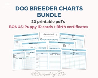 El paquete definitivo de registros de criadores de perros: formularios de criadores de perros, registros de partos, detalles de camadas, cría de perros, certificados de nacimiento de cachorros