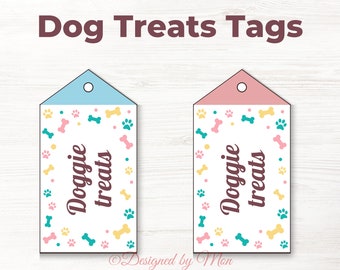 Printable Tags for homemade dog treats - puppy treats tags, puppy treats tags, dog gift tags, new puppy gift tags