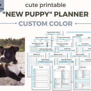 Pet planner for new puppy owners in your own custom color - Puppy planner, Puppy Essentials and Puppy socialization checklist,New puppy gift